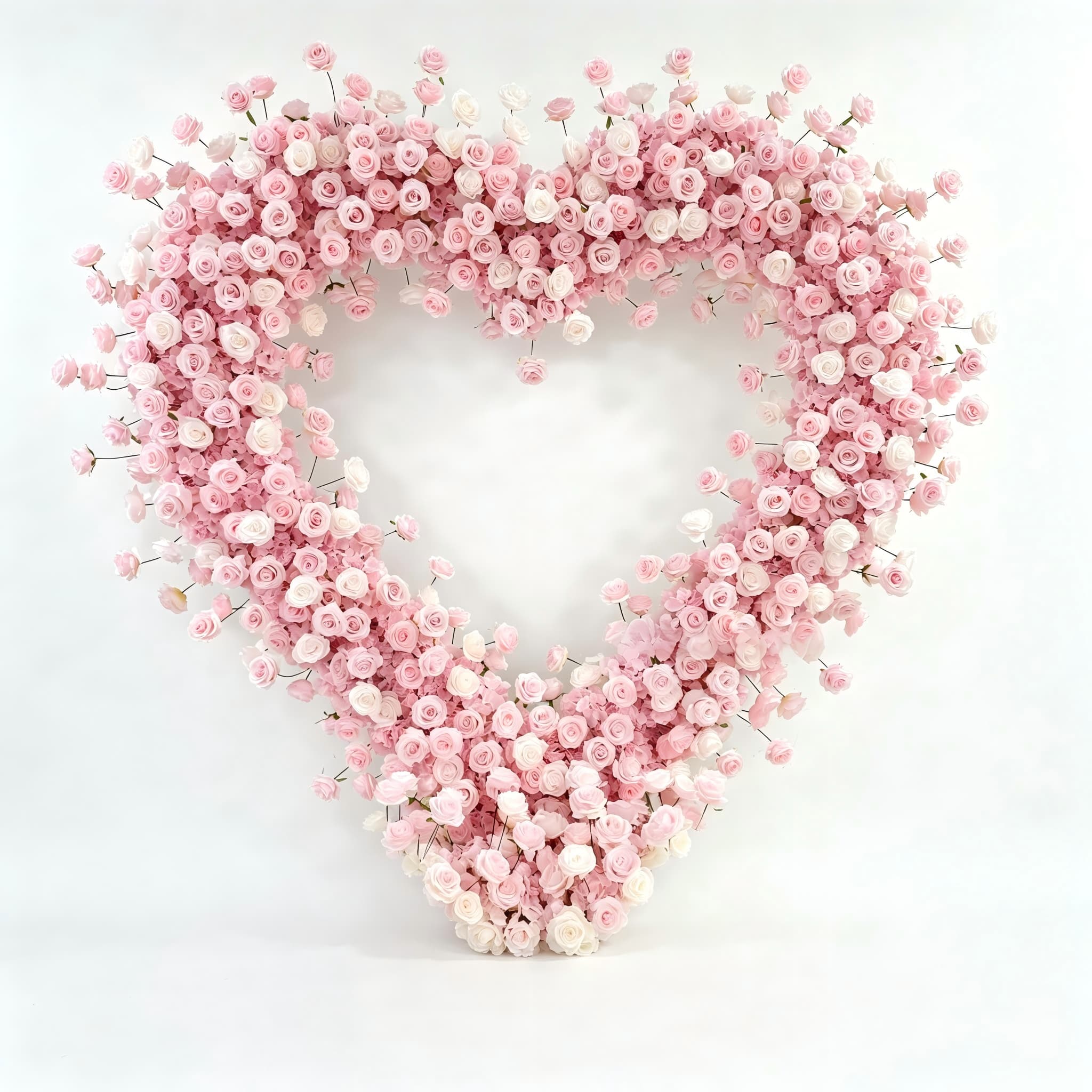 4x4ft Heart Flower Wall for Baby Shower – Pink and White