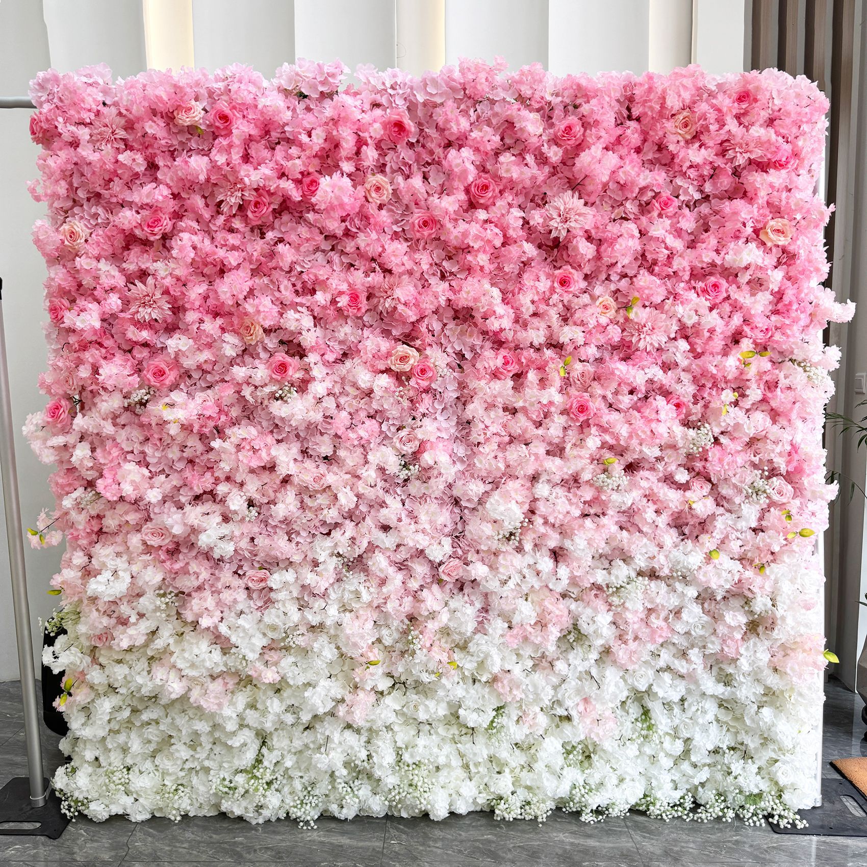 8x8ft Artificial Flower Wall Backdrop – Wholesale Roll Up Wedding Background