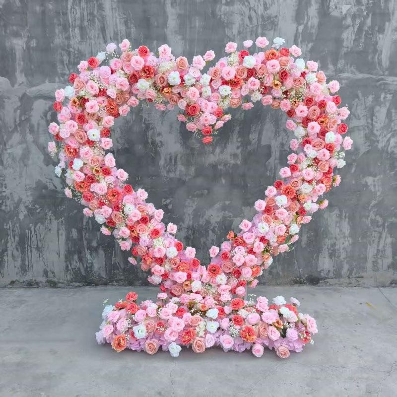 8ft Red Rose Heart Shaped Flower Arch for Wedding – Factory Direct
