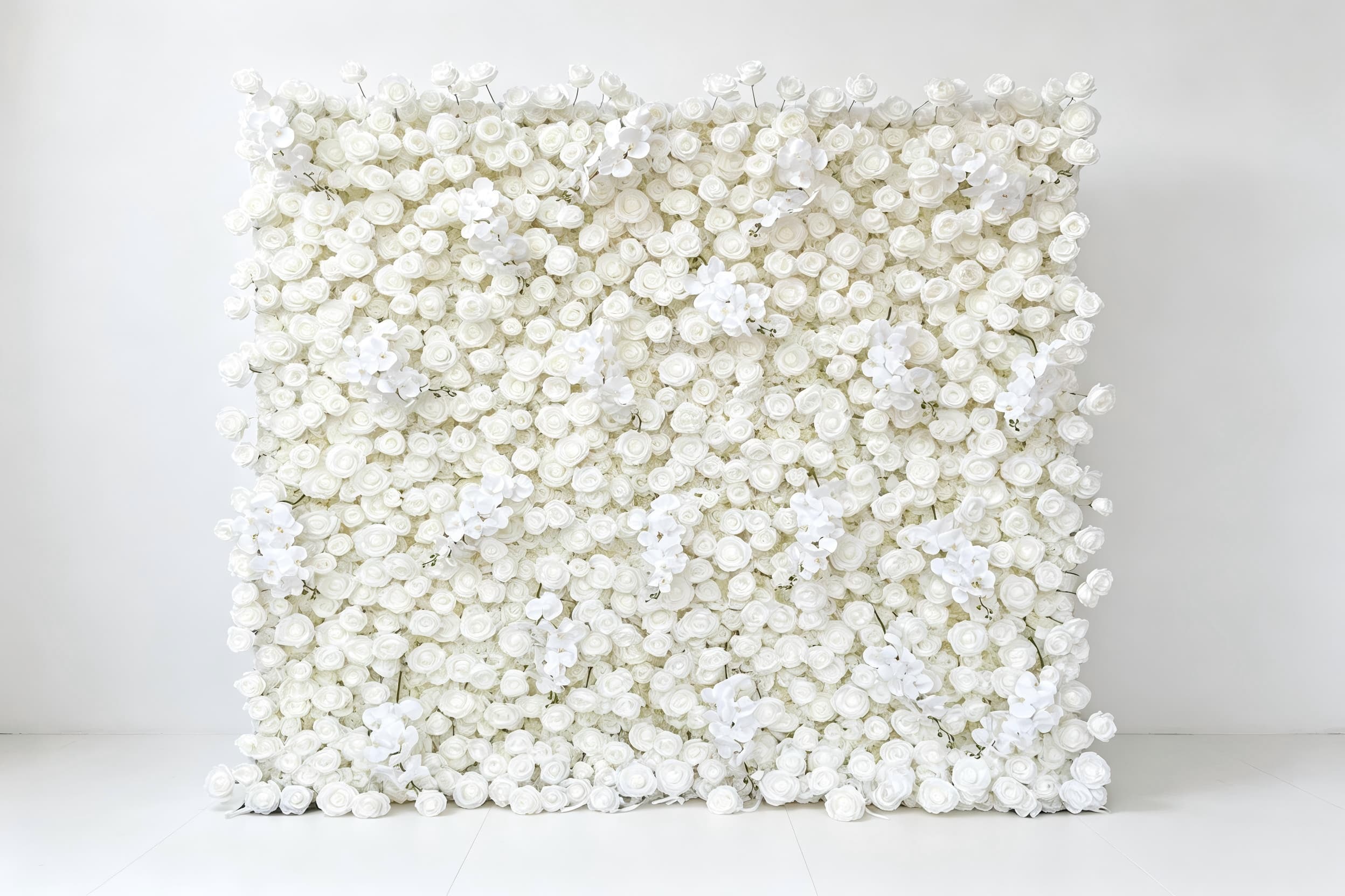 wedding flower wall backdrop laid flat 8x8ft front view