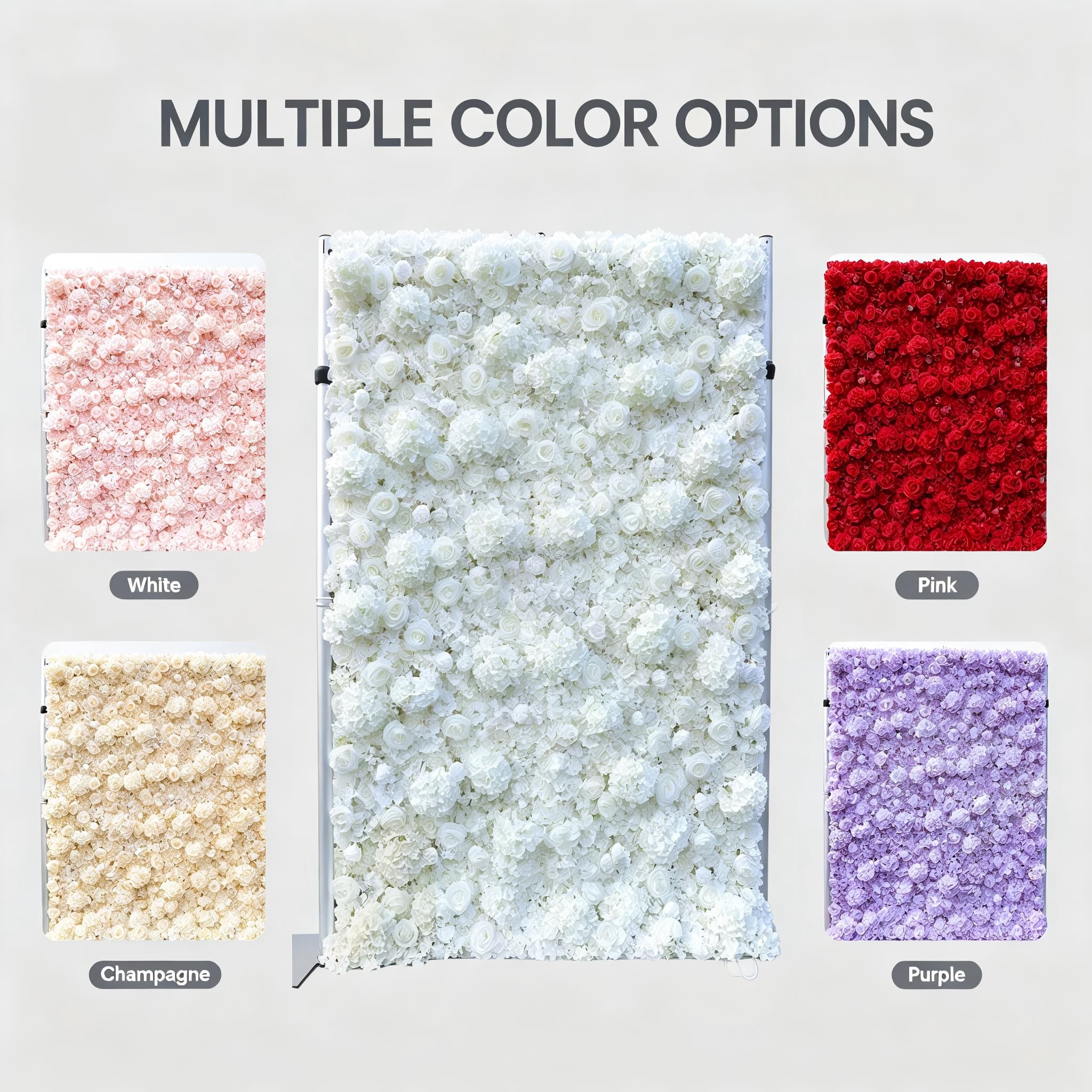 White Floral Backdrop – Artificial Flower Wall Photography Background（Studio Essential·Bulk Supply Available）