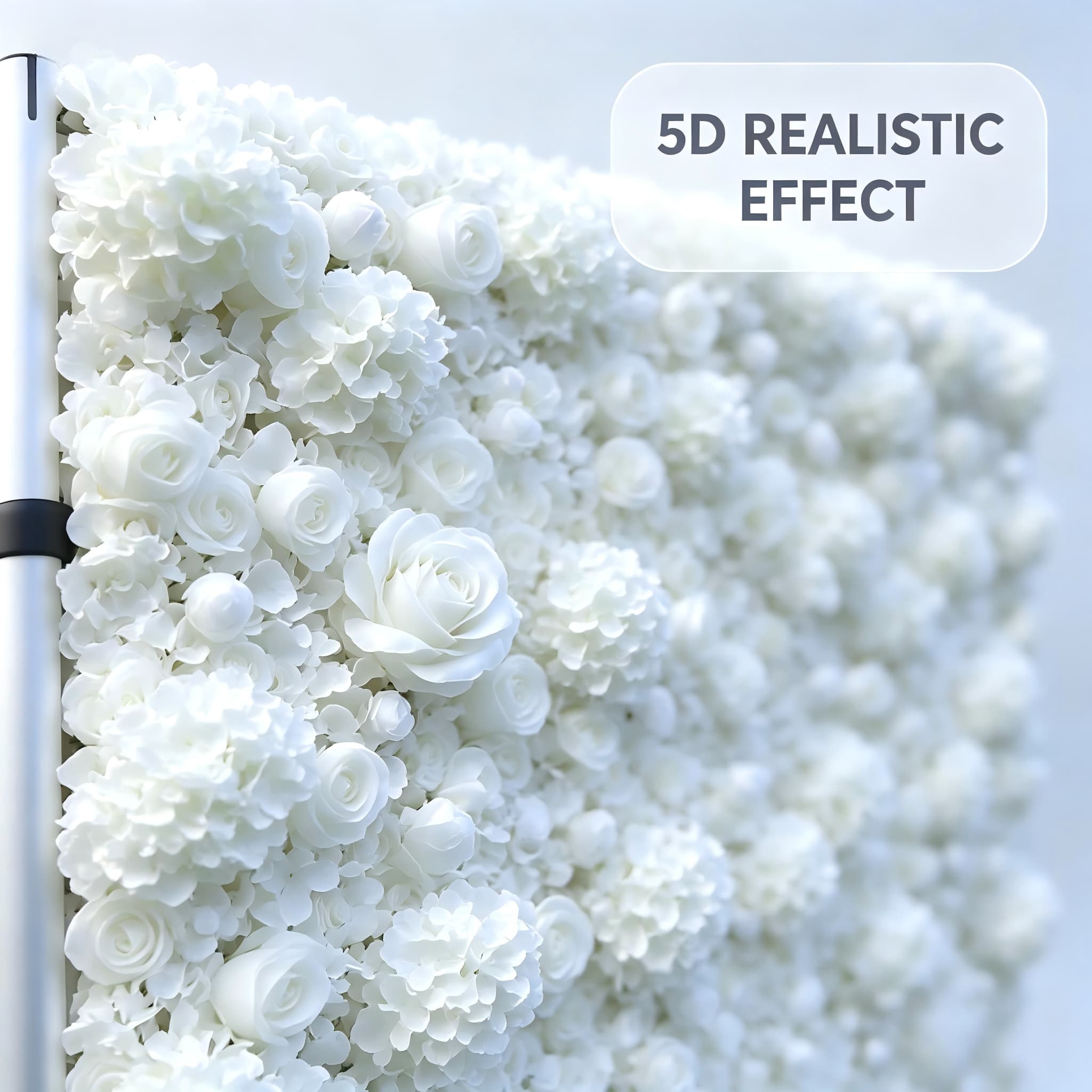 White Floral Backdrop – Artificial Flower Wall Photography Background（Studio Essential·Bulk Supply Available）