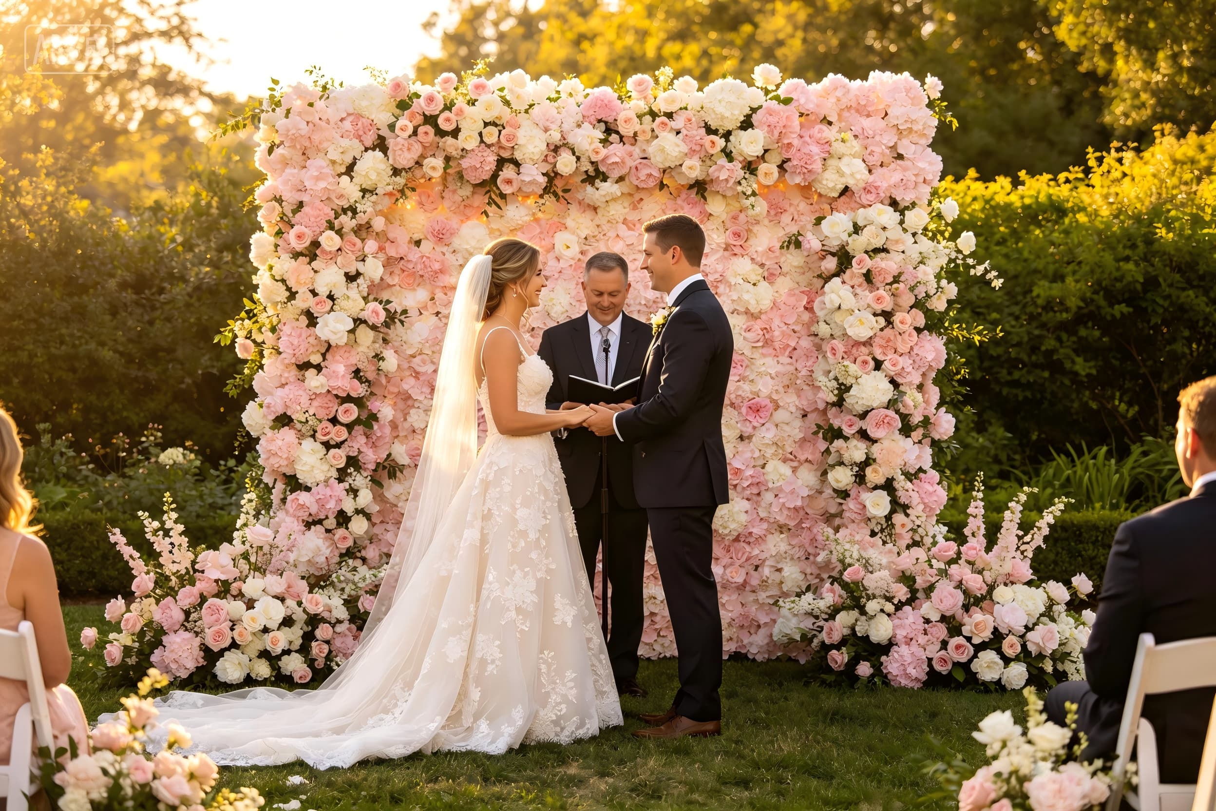 flower wall backdrop outdoor garden wedding