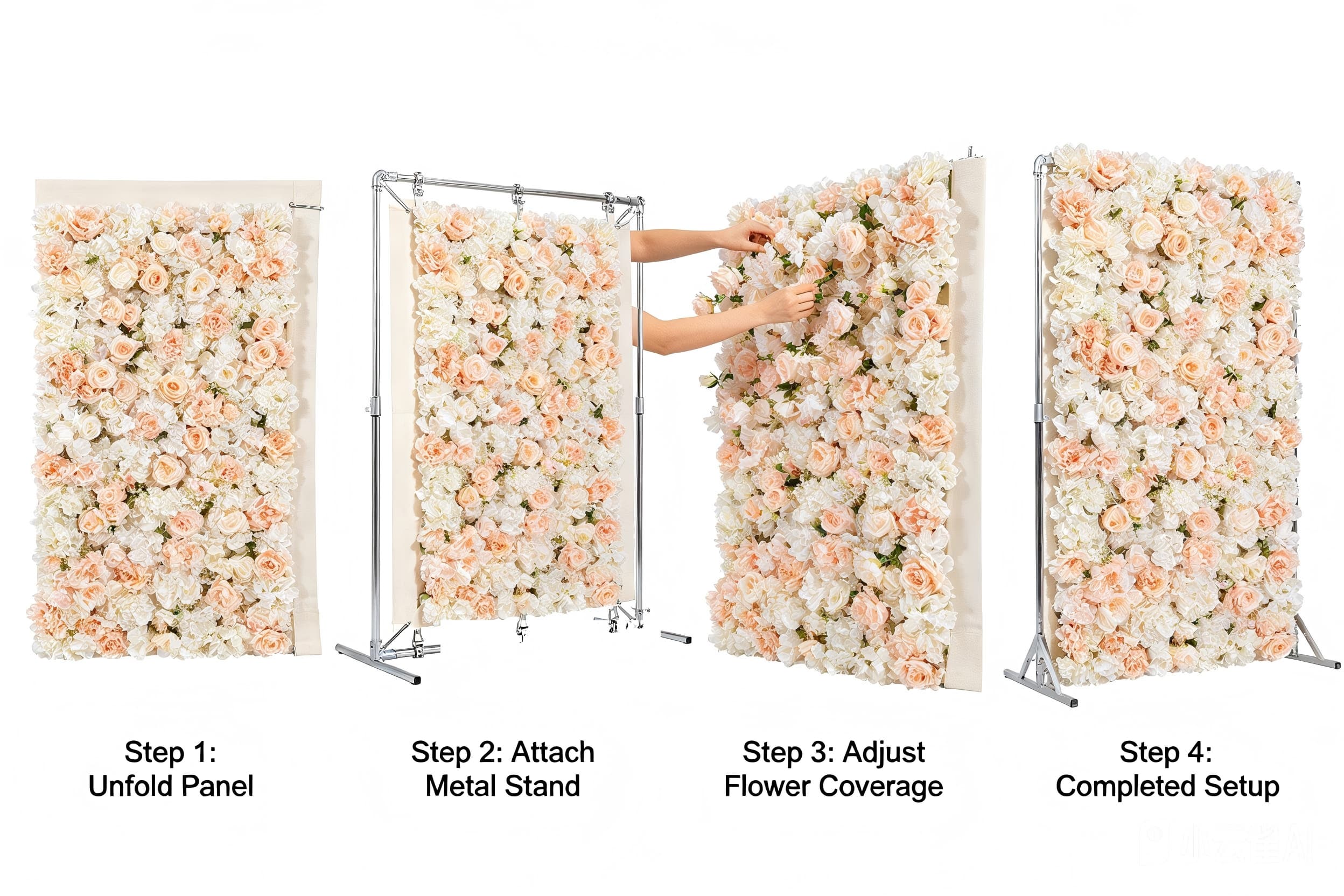 flower wall backdrop quick setup 3 minutes installation steps