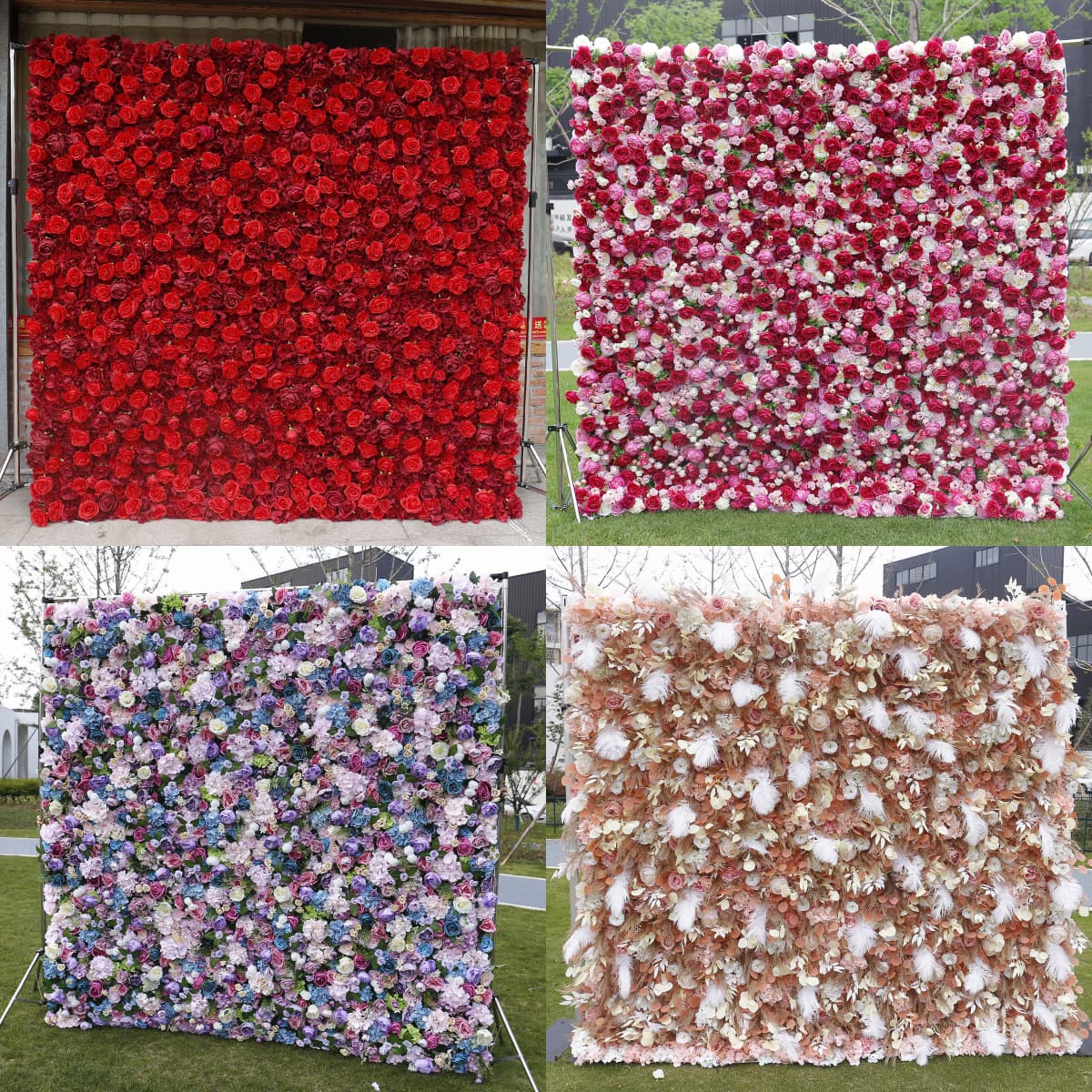Flower Wall Backdrop – Wedding Party Photography Background（Factory Direct·Custom Sizes & Colors）