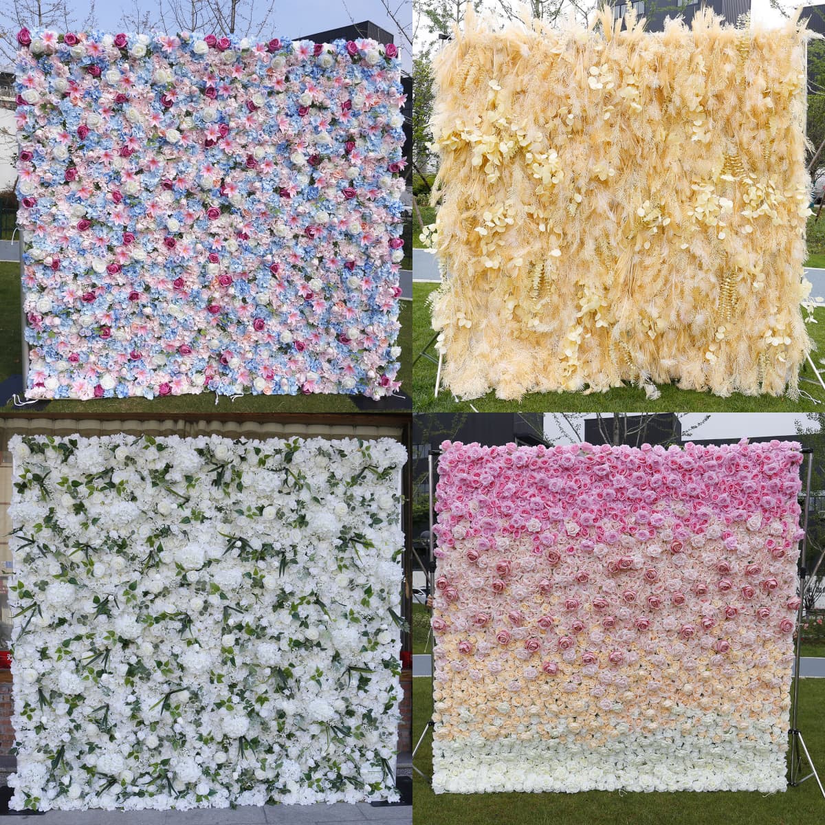 White Floral Backdrop – Artificial Flower Wall Photography Background（Studio Essential·Bulk Supply Available）