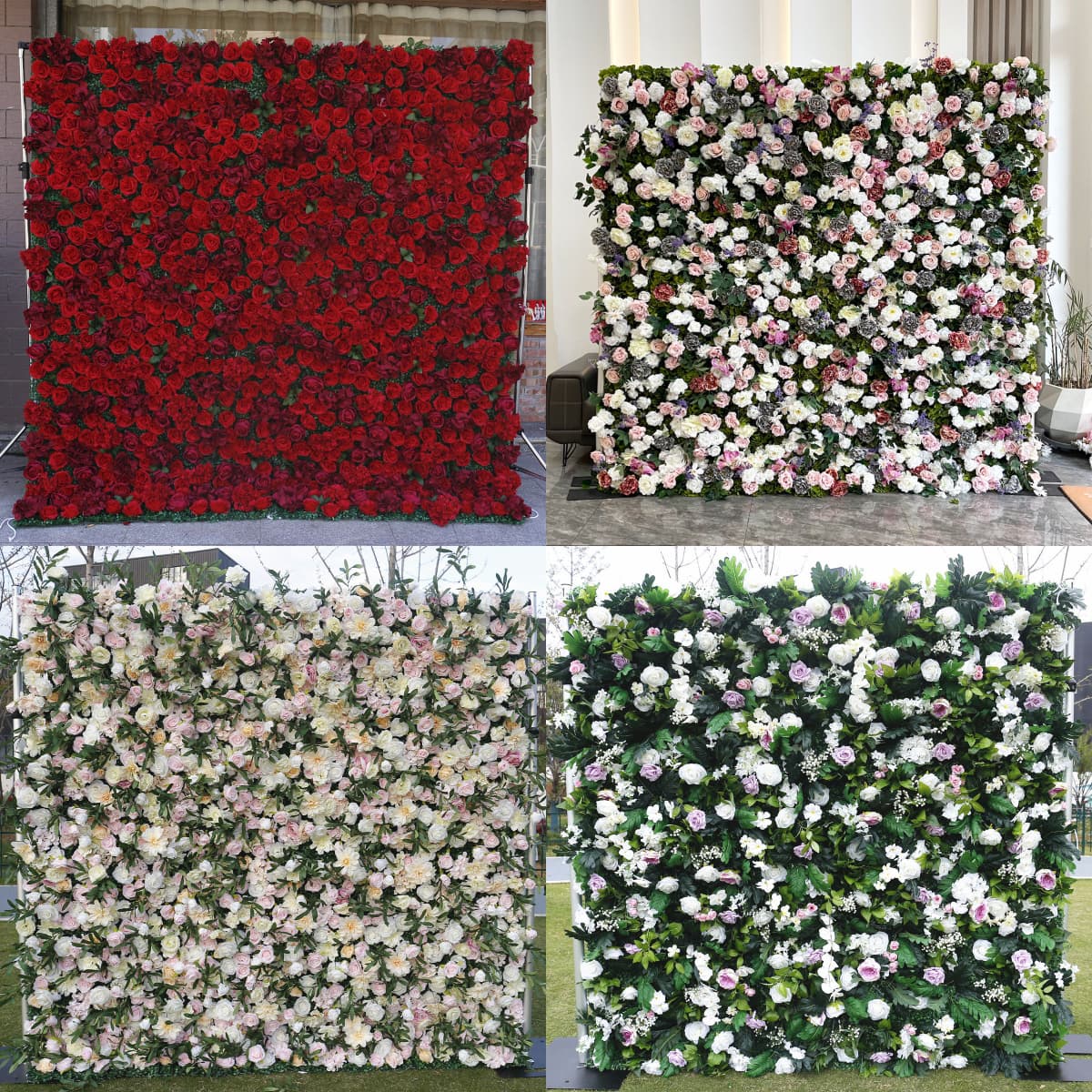 Wedding Flower Wall Backdrop – Artificial Silk Flower Wall Decor