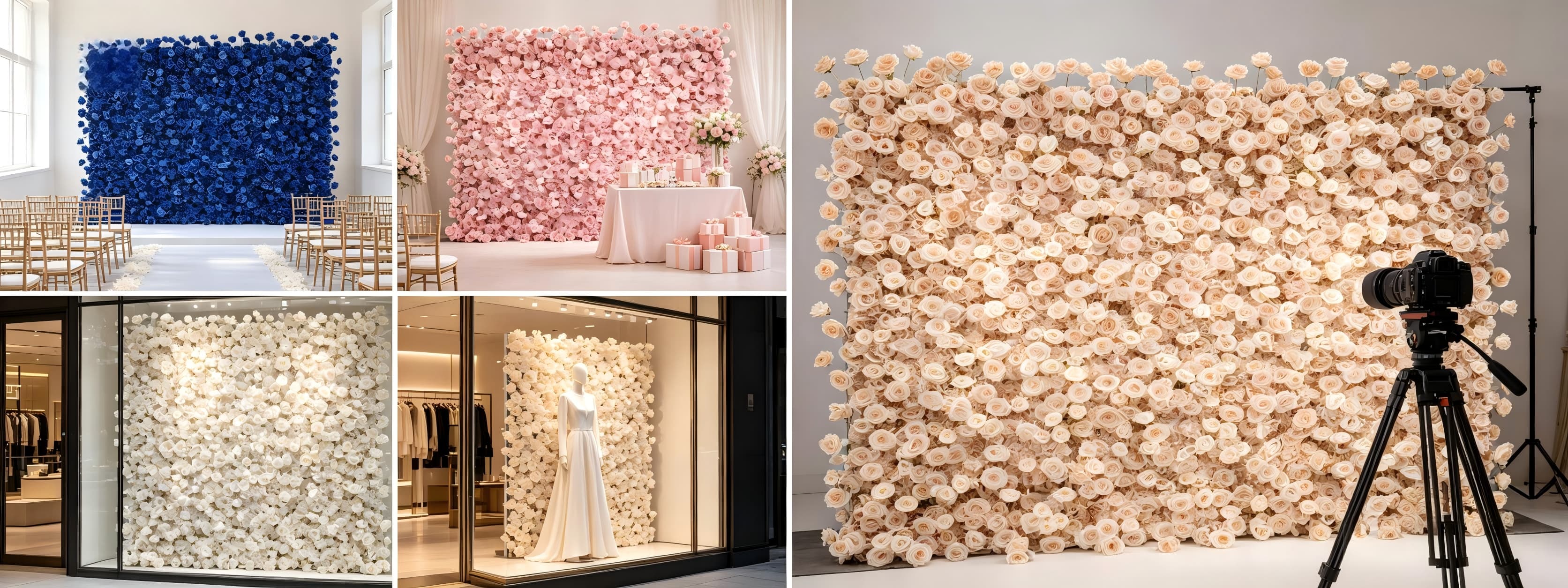 silk flower wall panels multiple event scenes