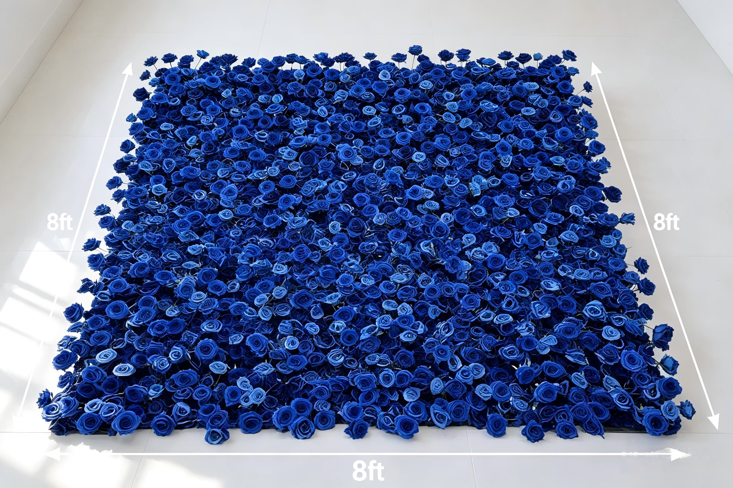 silk flower wall panels laid flat 8x8ft front view