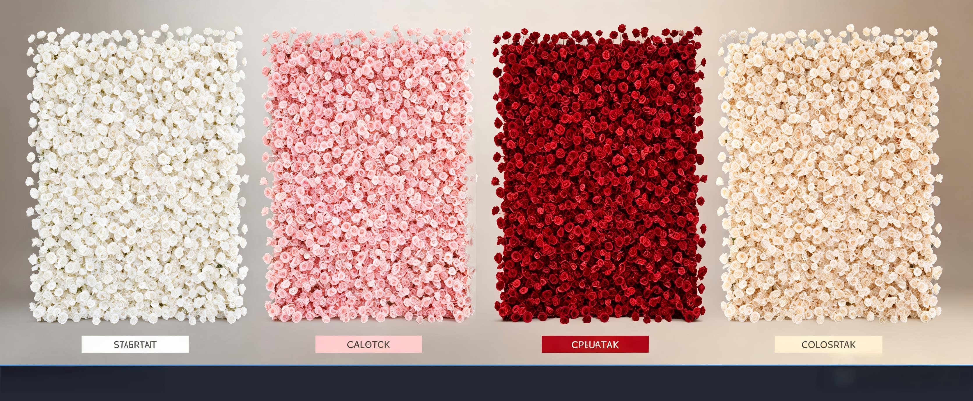 white pink red champagne silk flower wall color options