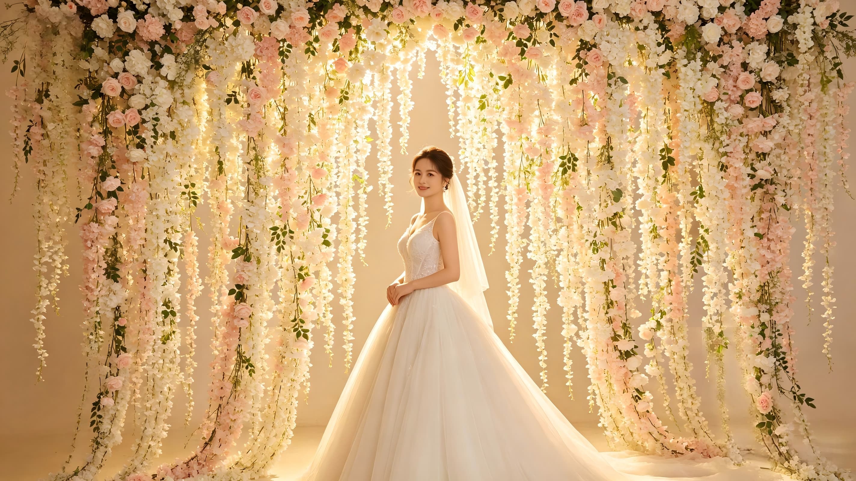 floral curtain backdrop wedding