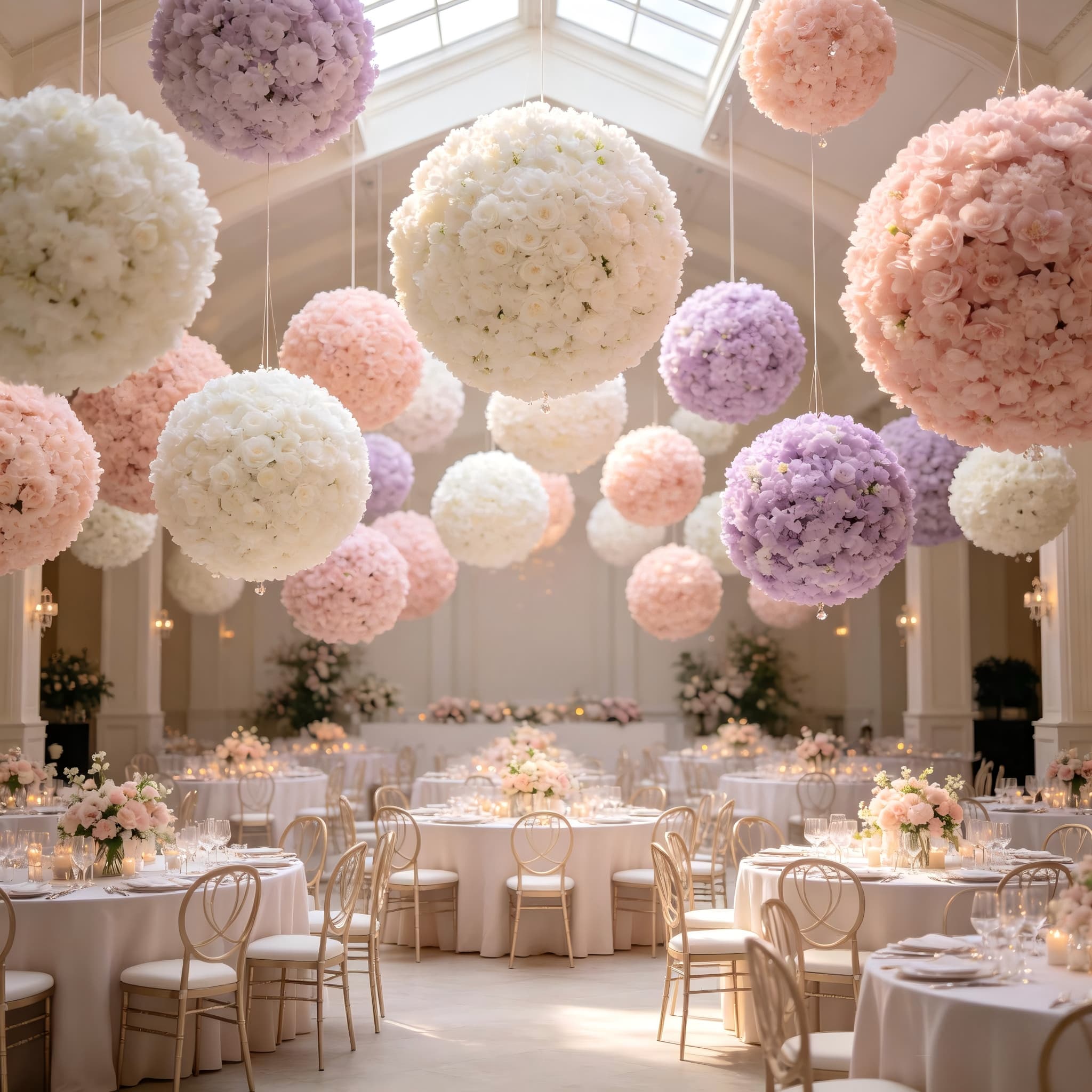 hanging flower balls wedding ceiling decor