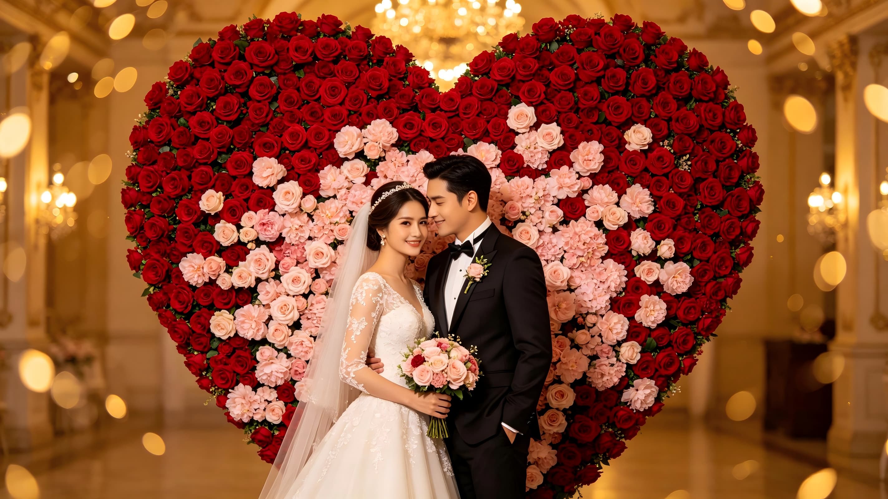 heart shaped flower wall wedding photo backdrop