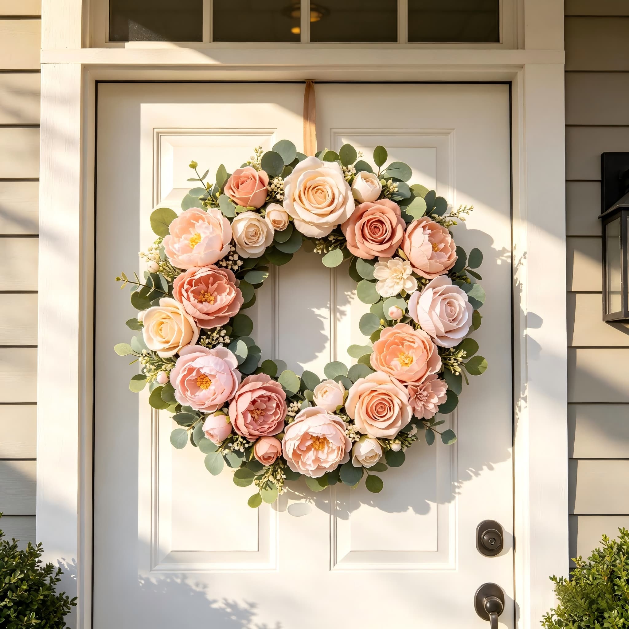 diy flower wreath from artificial flower wall