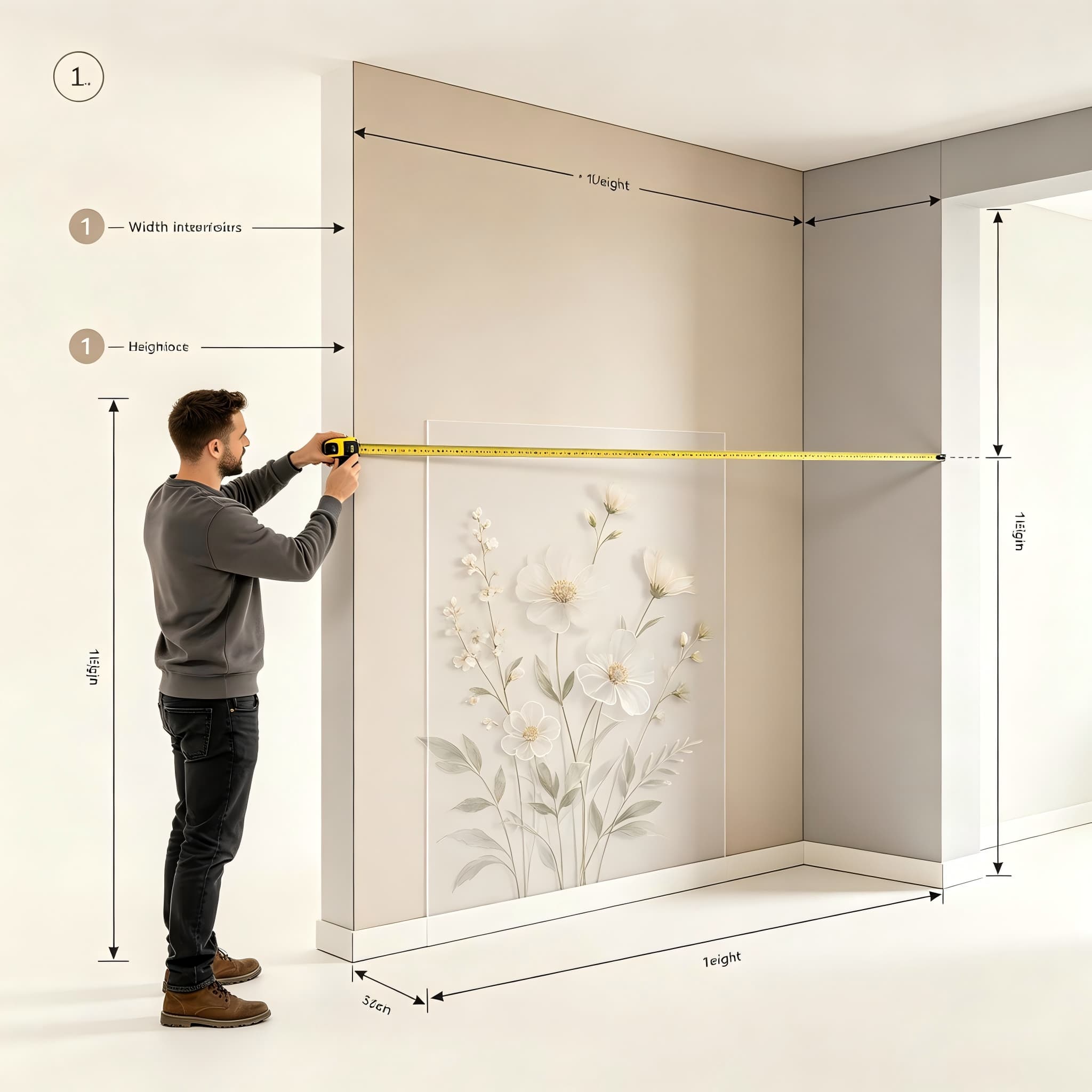 measuring wall space for artificial flower wall