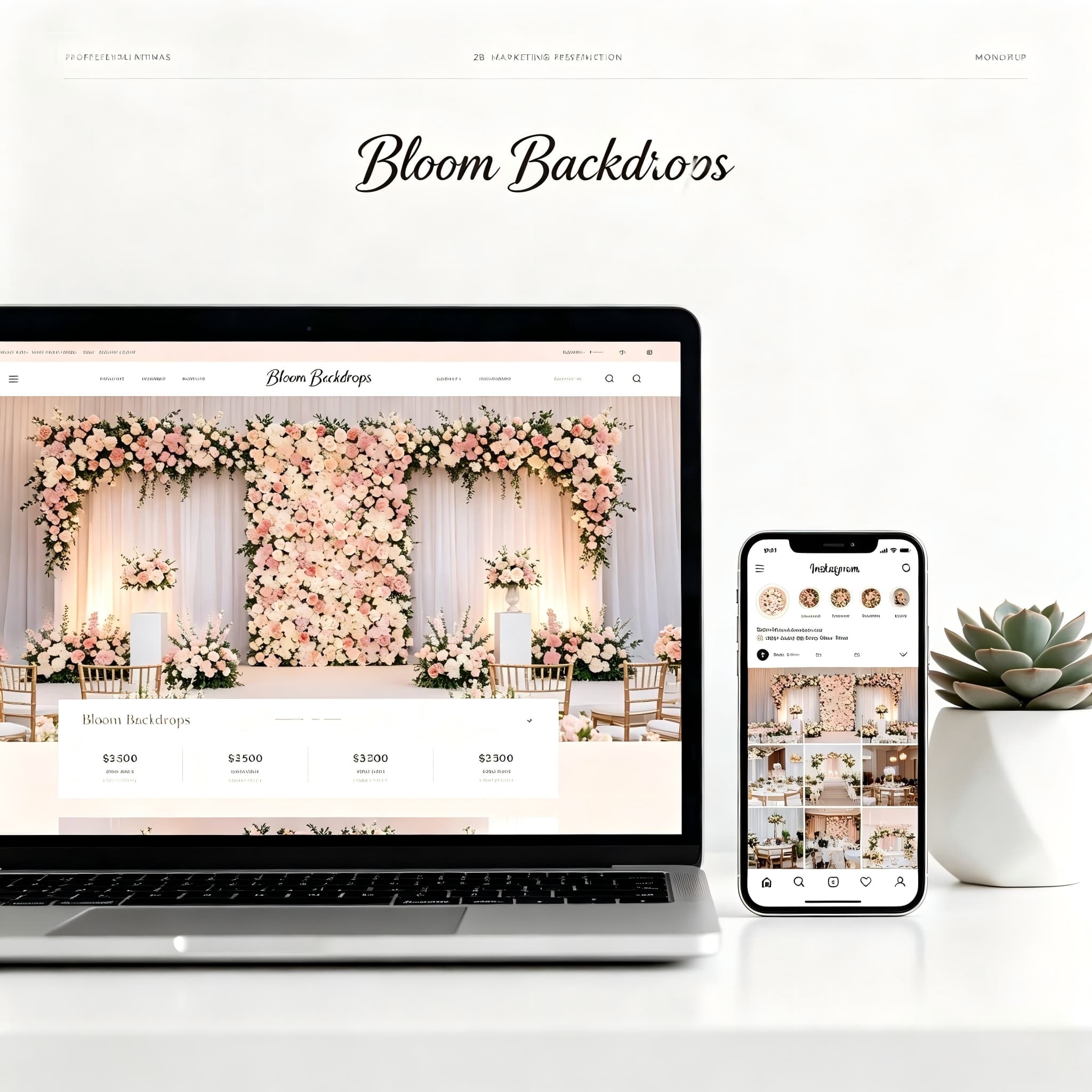 flower wall rental business website social media
