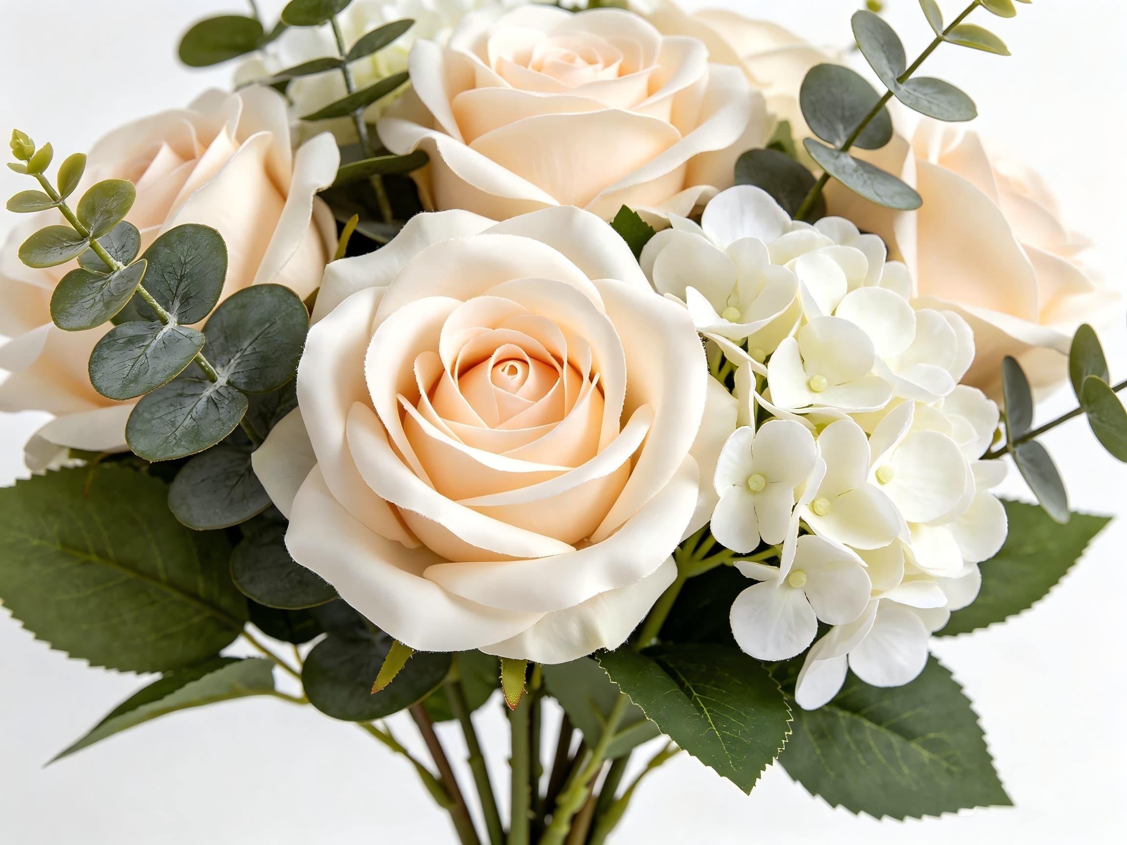 custom bridal bouquet silk roses details