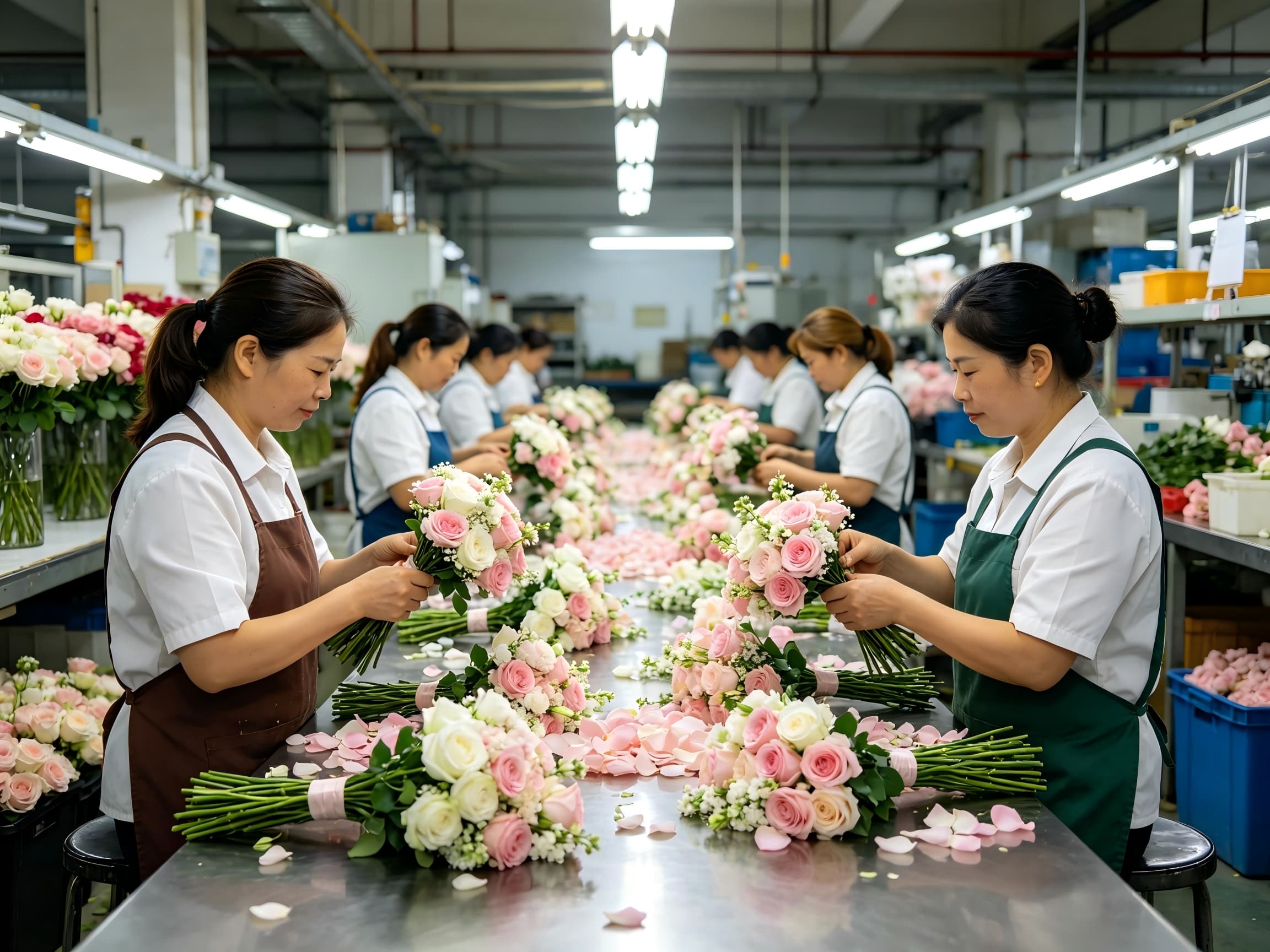 artificial bridal bouquet production line quality control
