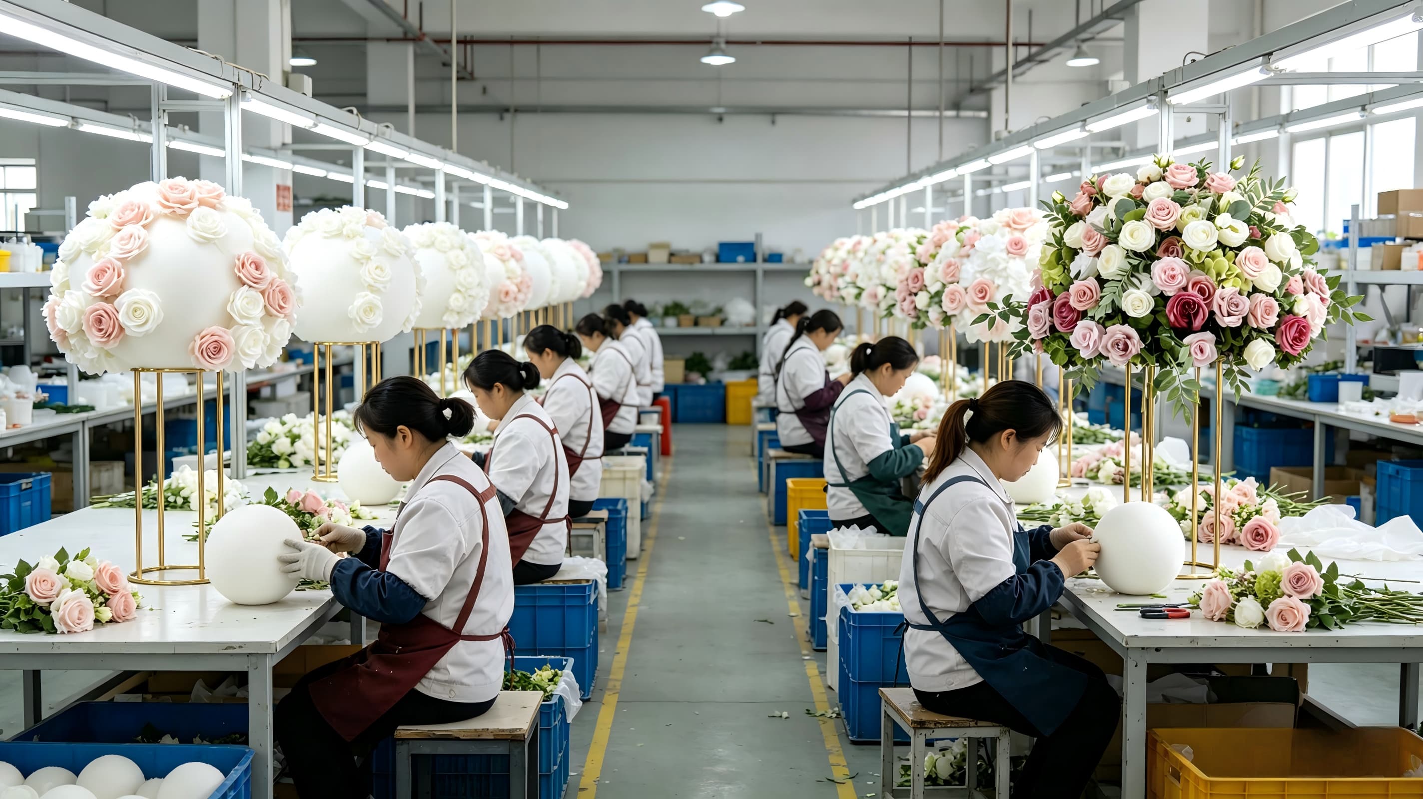 flower ball centerpiece production line quality control