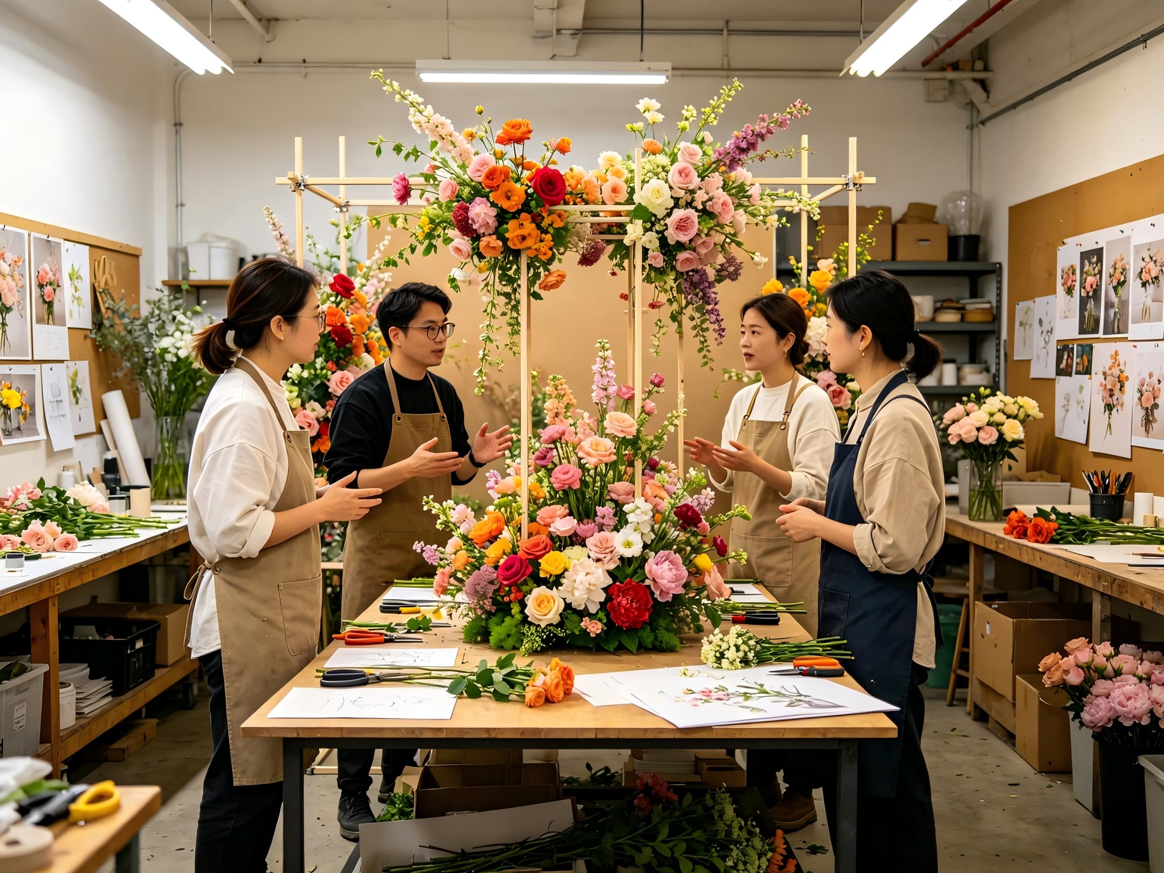 floral installation full-scale mock-up design collaboration
