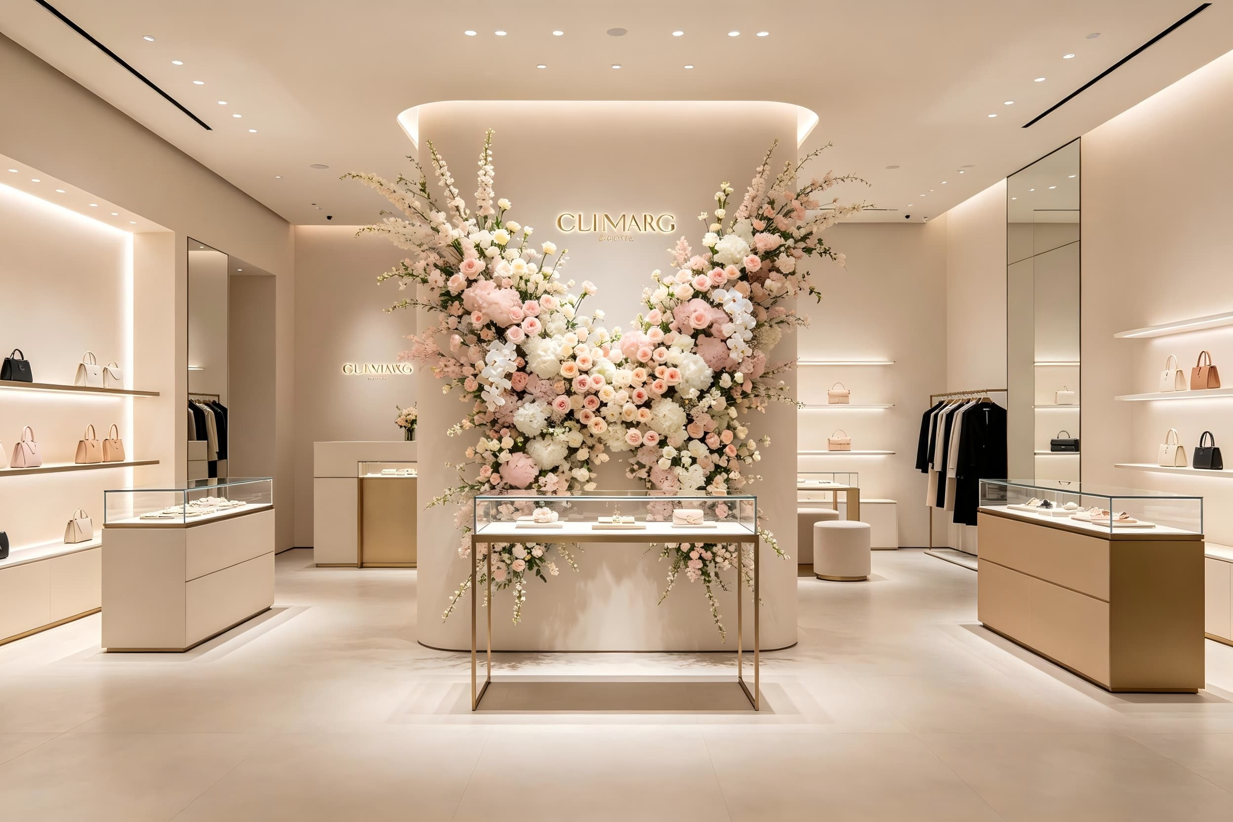 Studio Luma luxury brand pop-up floral installation display