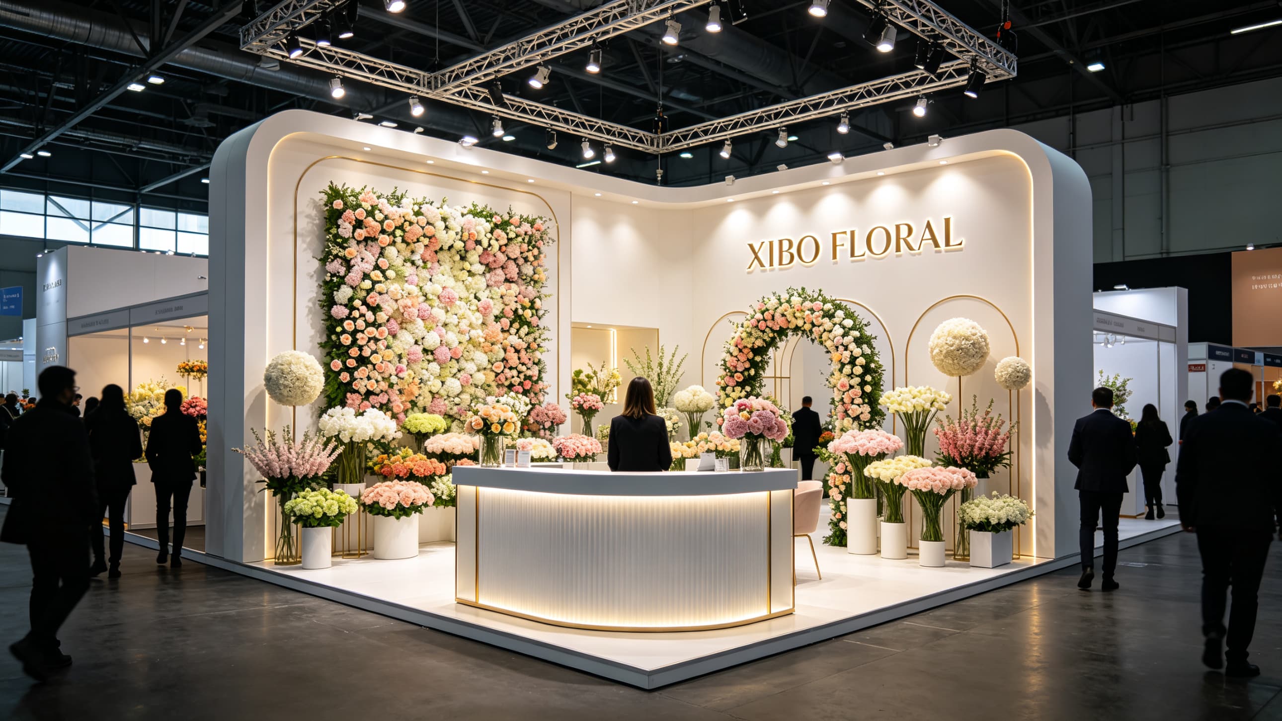 international event cases using XIBO flower wall backdrops