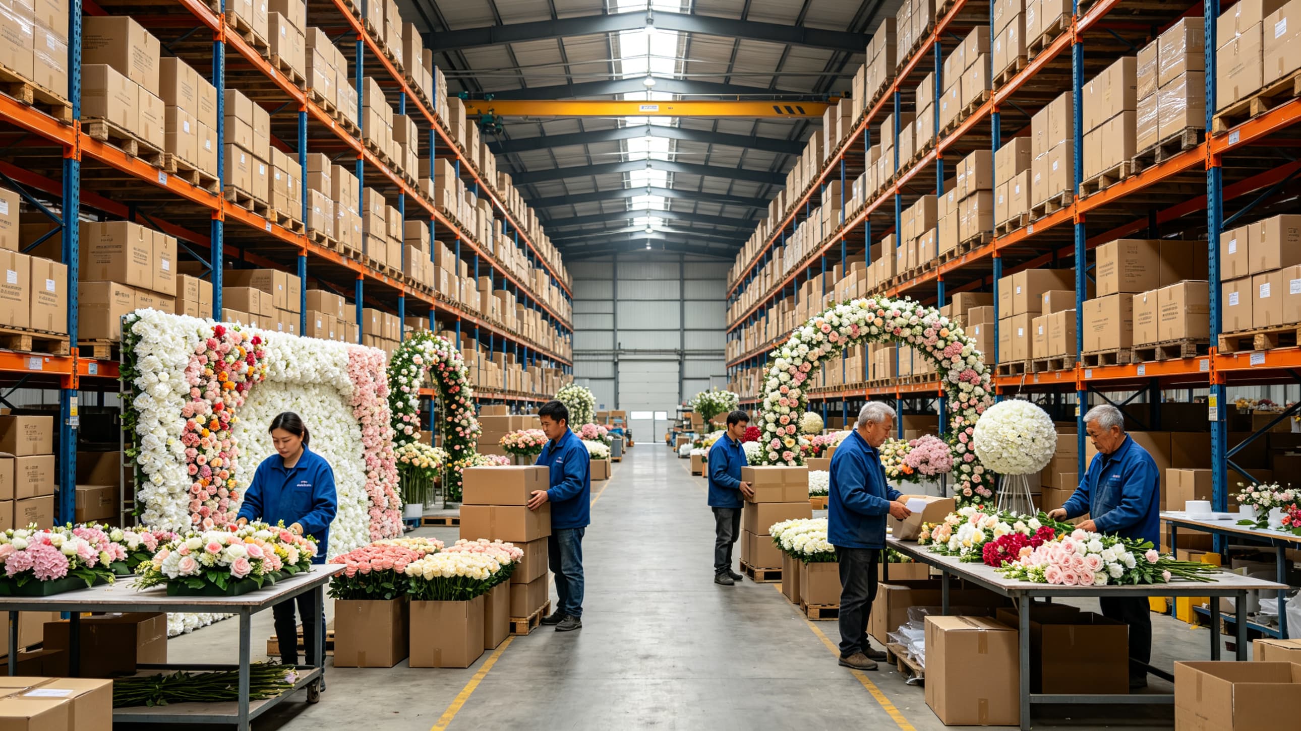 flower wall backdrop packaging in carton for shipping