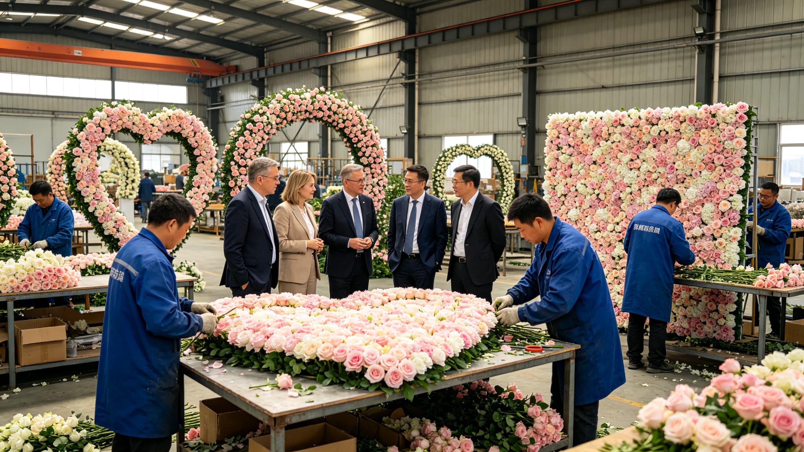 客户参观手工艺人制作图