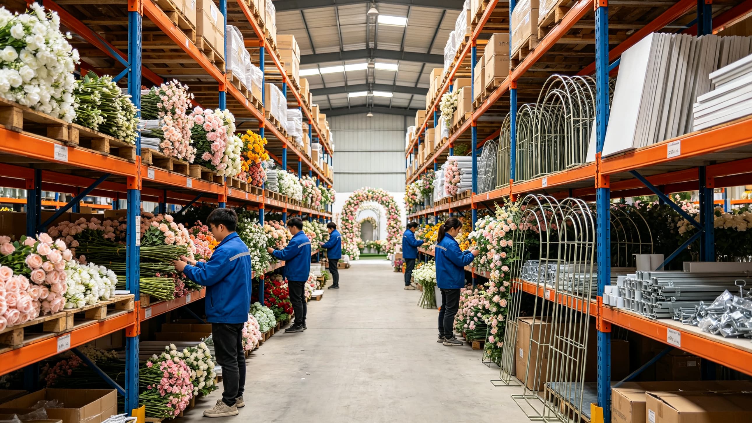 artificial flower backdrop factory production line