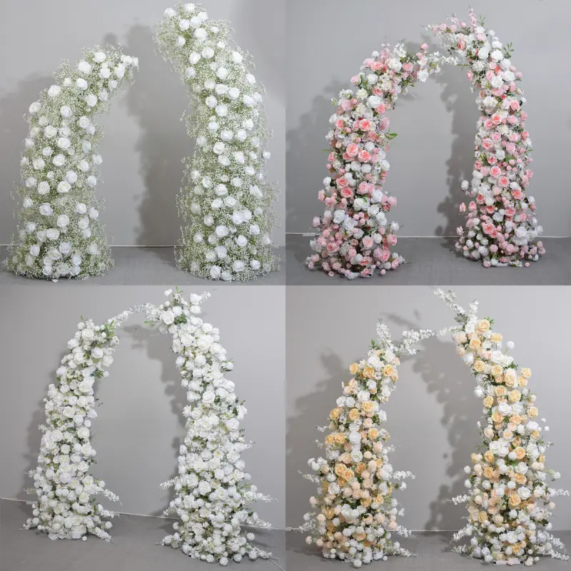 White Crescent Flower Arch – Moon Gate Wedding Arch