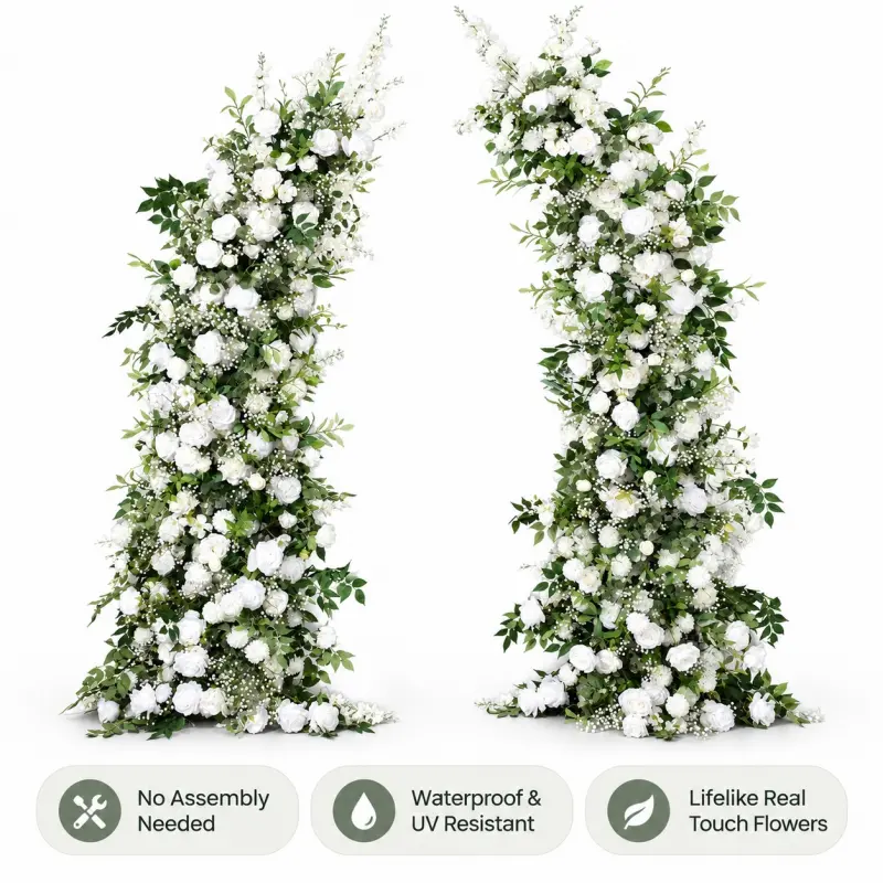 White Crescent Flower Arch – Moon Gate Wedding Arch