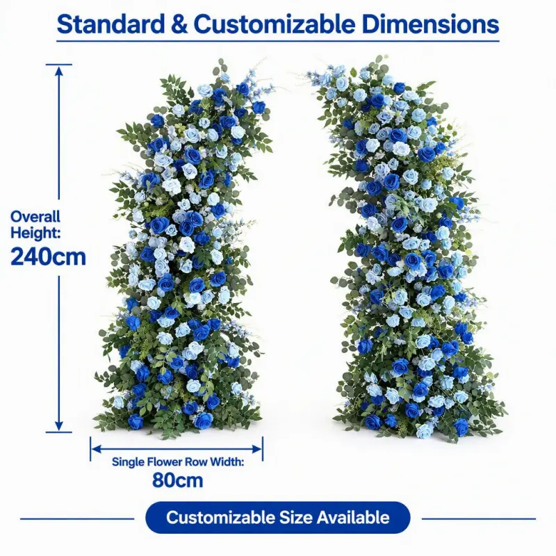 Blue White Crescent Flower Arch – Moon Gate Wedding Arch