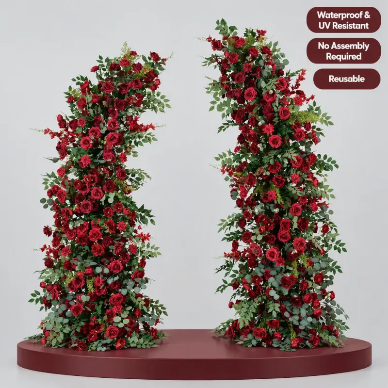 Red Rose Crescent Flower Arch – Moon Gate Wedding Arch