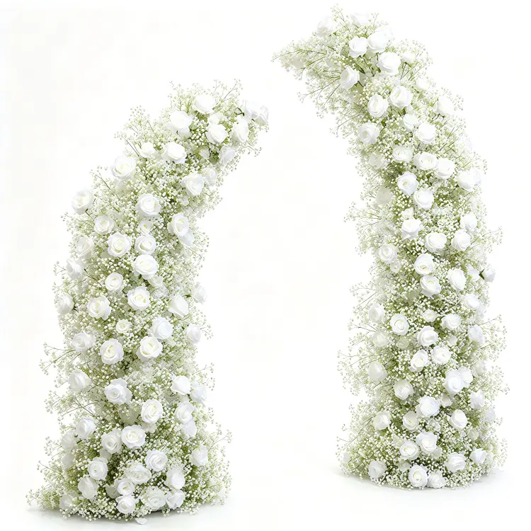 White Baby's Breath Crescent Moon Gate Arch Front View Full Asymmetric Shape