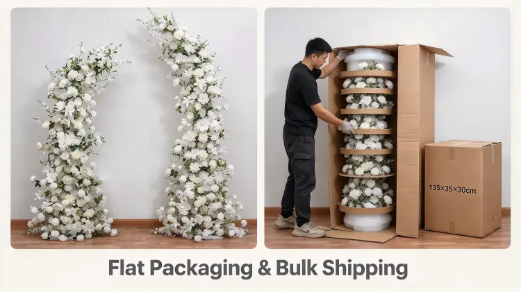 Peony Crescent Arch Flat Packaging Cardboard Collar Extra Foam Larger Carton