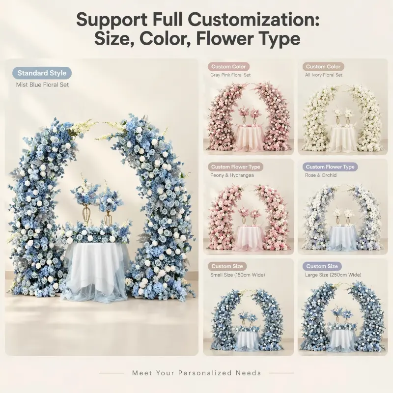 Dusty Blue Crescent Arch – Moon Gate Wedding Arch