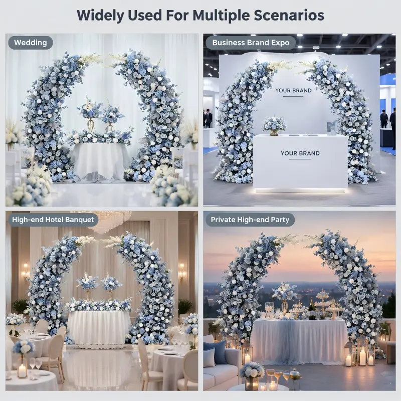 Dusty Blue Crescent Arch – Moon Gate Wedding Arch