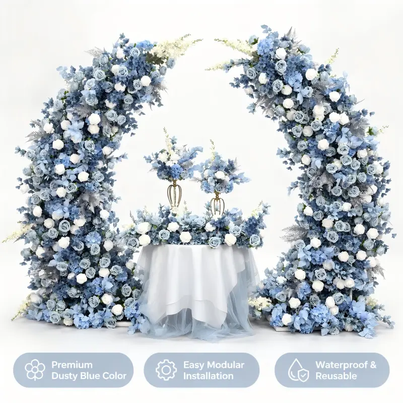 Dusty Blue Crescent Arch – Moon Gate Wedding Arch
