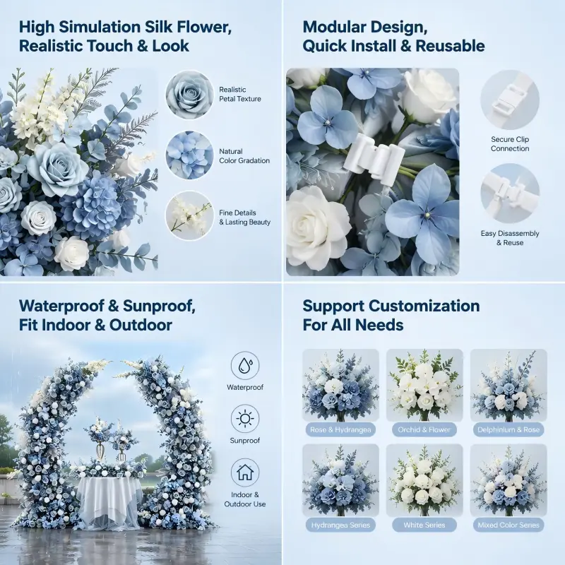 Dusty Blue Crescent Arch – Moon Gate Wedding Arch
