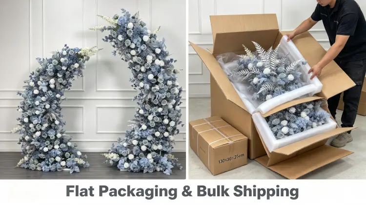 Dusty Blue Crescent Arch Flat Packaging Silver Fern Tissue Wrap Protection