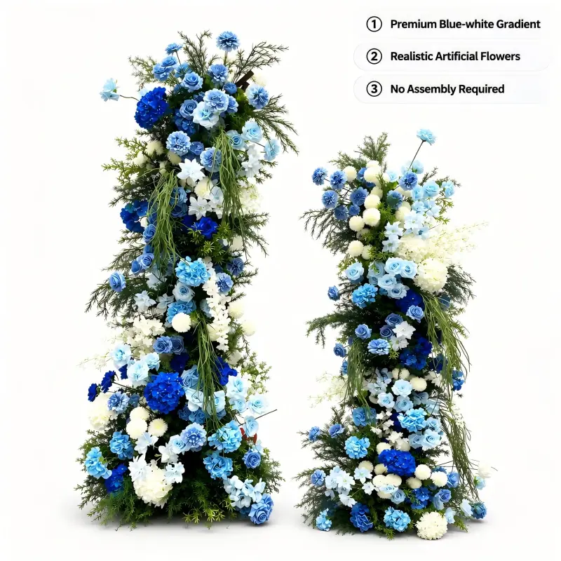 Blue Hydrangea Crescent Arch – Moon Gate Wedding Arch