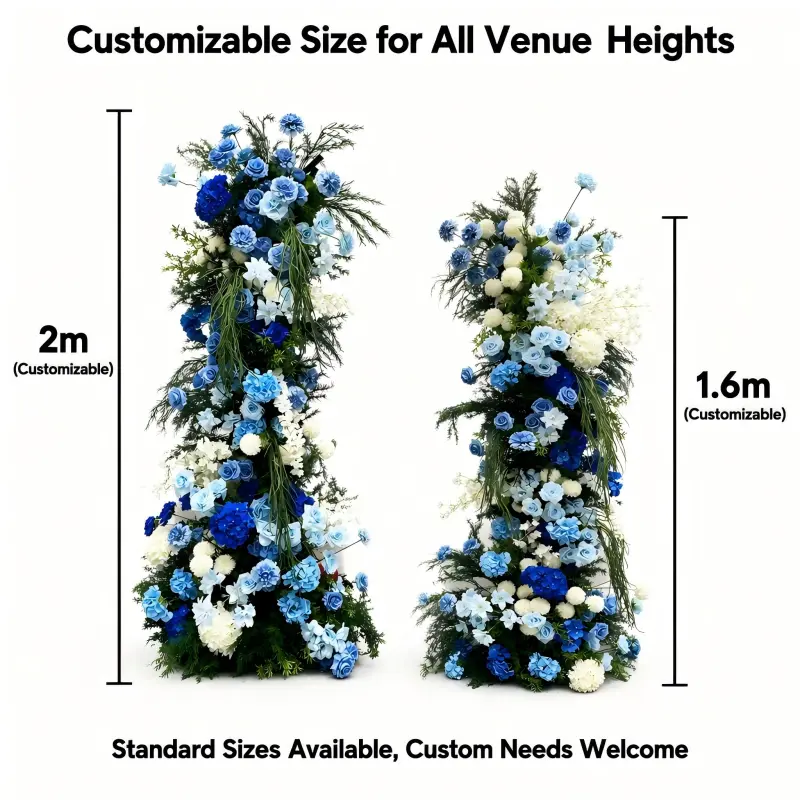 Blue Hydrangea Crescent Arch – Moon Gate Wedding Arch