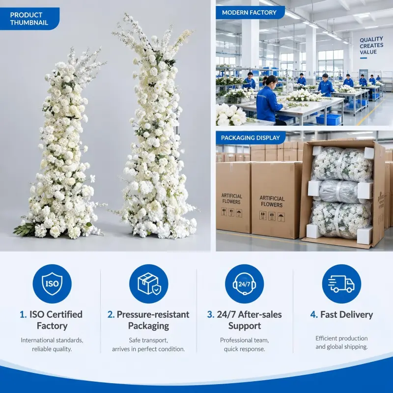 White Rose Delphinium Crescent Arch – Moon Gate Wedding Arch