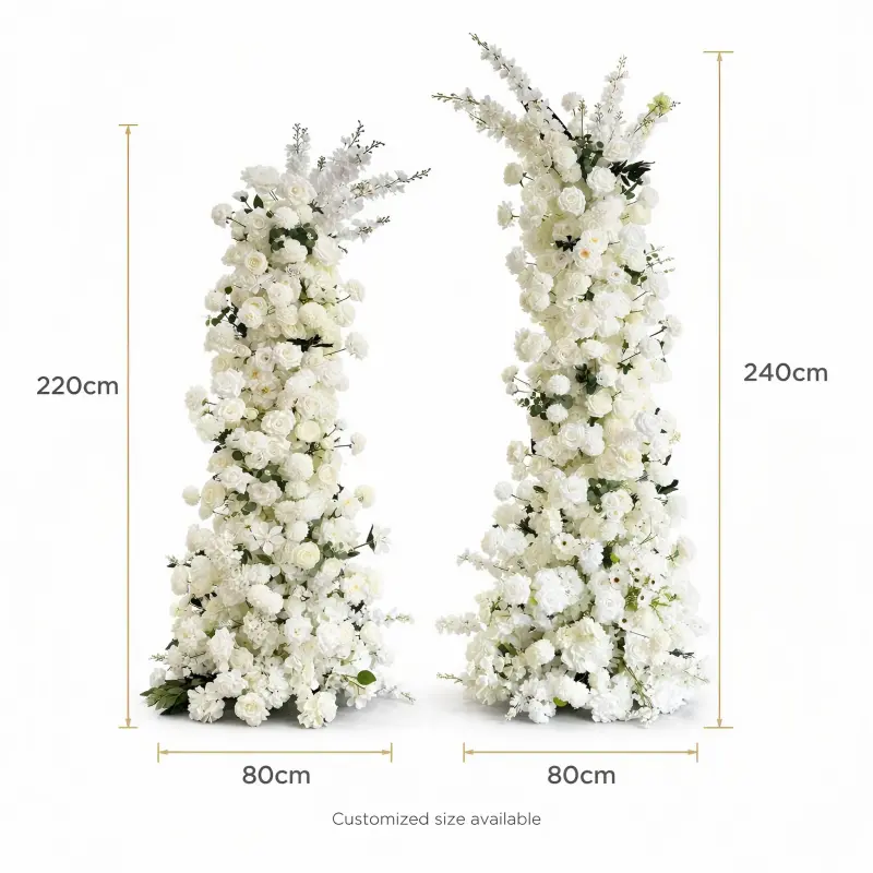 White Rose Delphinium Crescent Arch – Moon Gate Wedding Arch