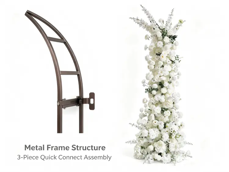 Crescent Arch Dark Bronze Metal Frame Curved Structure Quick Connect Assembly