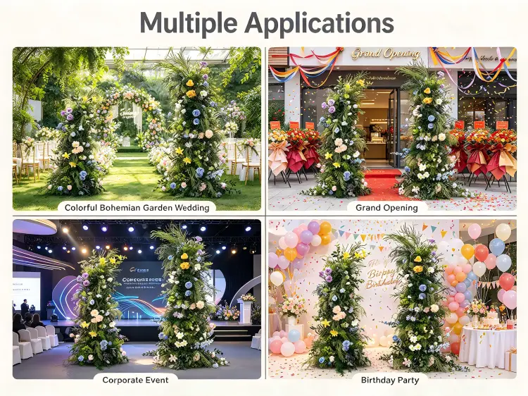 Colorful Mixed Crescent Arch in Garden Wedding Grand Opening Corporate Event Birthday Celebration Settings