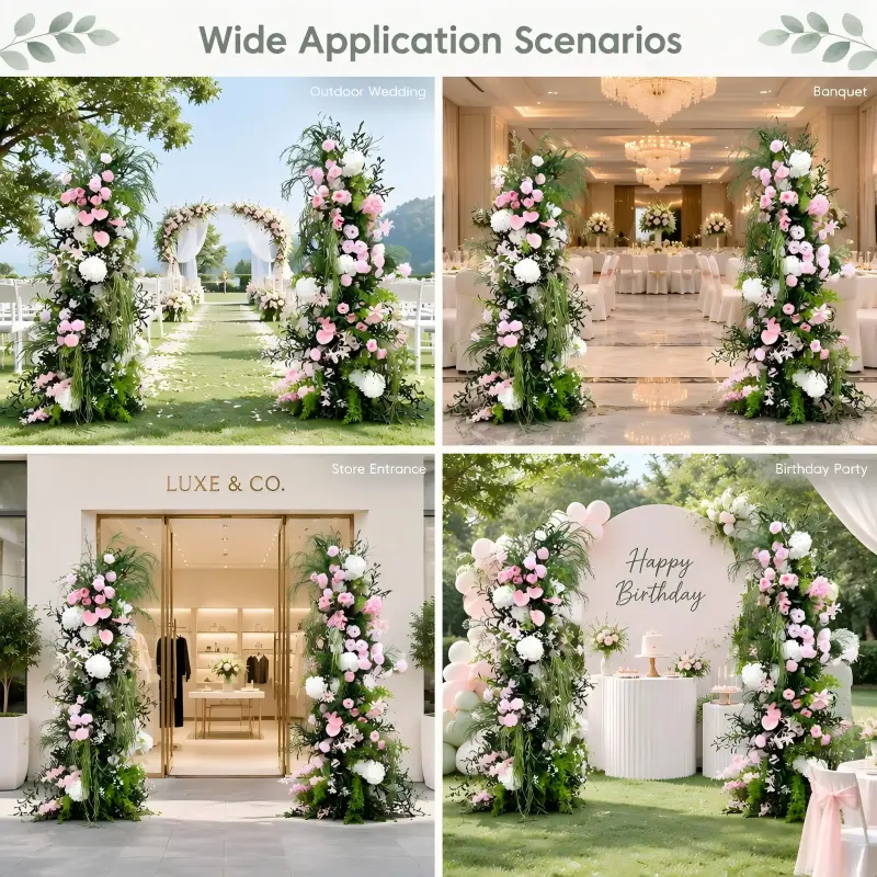 Pink Anthurium Crescent Arch – Moon Gate Flower Arch