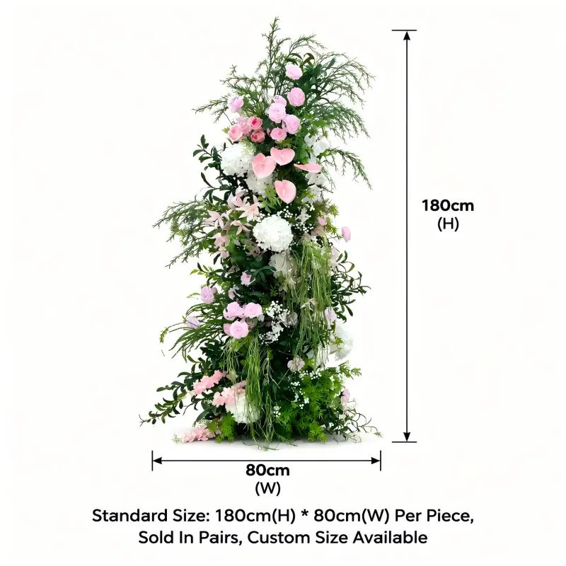 Pink Anthurium Crescent Arch – Moon Gate Flower Arch
