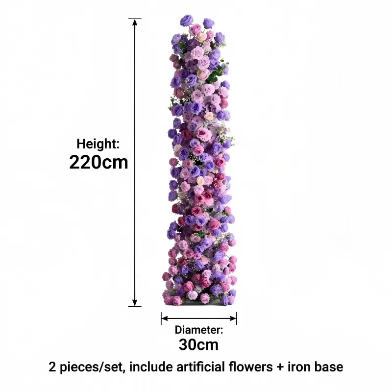 Purple Pink Draped Crescent Arch – Waterfall Flower Arch