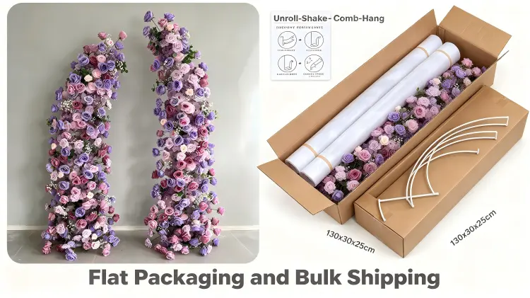Purple Pink Draped Crescent Arch Flat Packaging Drape Burrito Roll Two Flat Rows Recovery Card